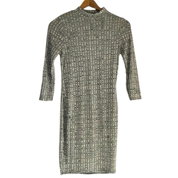 dice Dresses & Skirts - Dice Bodycon Dress 3/4 Sleeve Ribbed Olive Green Stretchy Size Small NEW